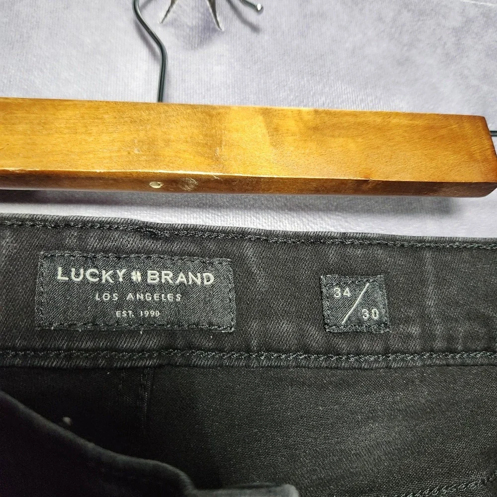 Lucky Brand 410 Athletic Straight Black Denim Jeans Men's‎ 34x30 Stretch